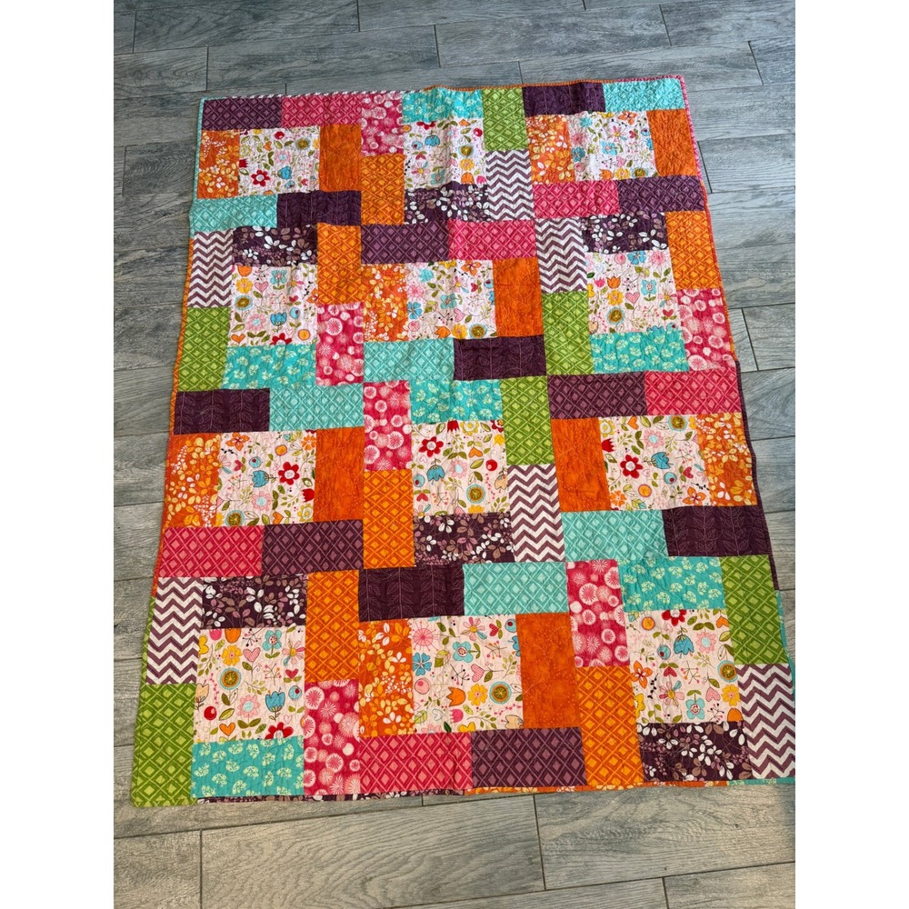 Patchwork Quilt Boho Throw Blanket Reversible Handmade Patchwork Floral Cottage